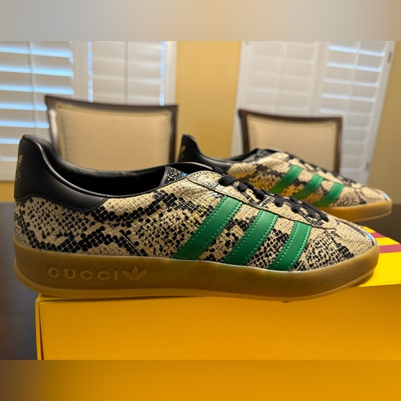 New Gucci x Adidas Gazelle Python Print Leather Sneaker Shoes UK 11.5 / US 12 - Picture 8 of 16